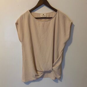 Neutral Beige Twist-Front Women's Top